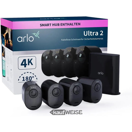 Arlo Ultra 2 4K -turvajärjestelmä 4 kameralla (musta)