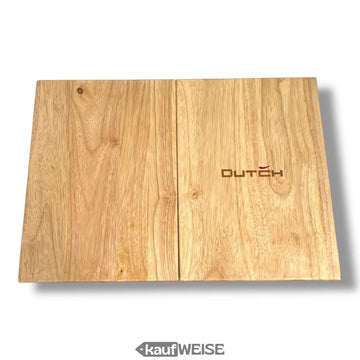 DutchDeluxes 3-in-1 teak-leikkuulauta (taitettava) | Tarjoilulauta ja tablettipidike | Valmistettu kiinteästä tiikistä