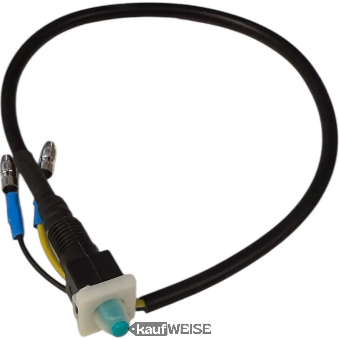 Schwarzer Spiralkabel mit weißem Gehäuse, zwei Metallsteckern, blauer Kappe für NIU Bremslichtschalter links MQi NQi UQi Serie