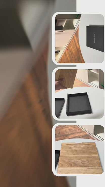 DutchDeluxes 3-in-1 teak-leikkuulauta (taitettava) | Tarjoilulauta ja tablettipidike | Valmistettu kiinteästä tiikistä