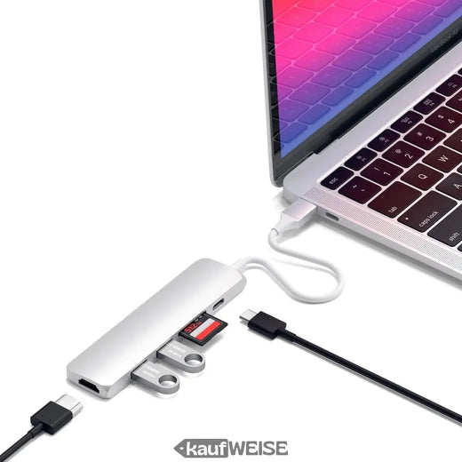 Satechi V2 Slim USB-C moniporttinen sovitin | 4K 60Hz HDMI & 60W PD | Hopea